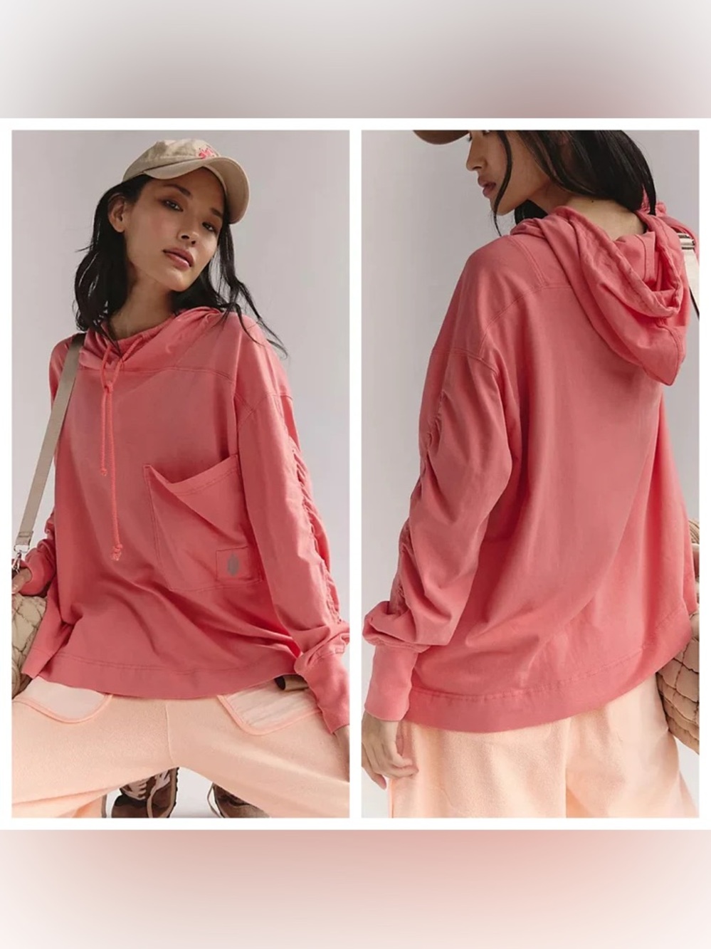 Free People Movement Hot Shot Hooded Layer in Hibiscus